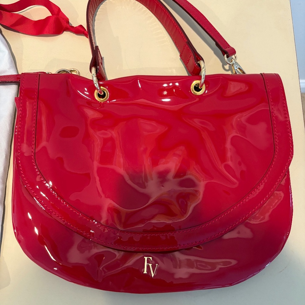 Francis Valentine red patent handbag